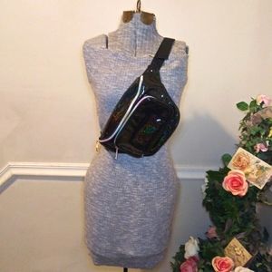 Black Patent Rainbow Glitter Crossbody/Belt Bag